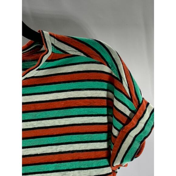 M&S COLLECTION Women's Red/White/Green Striped Crewneck Short Sleeve Top SZ 2 - Picture 5 of 11